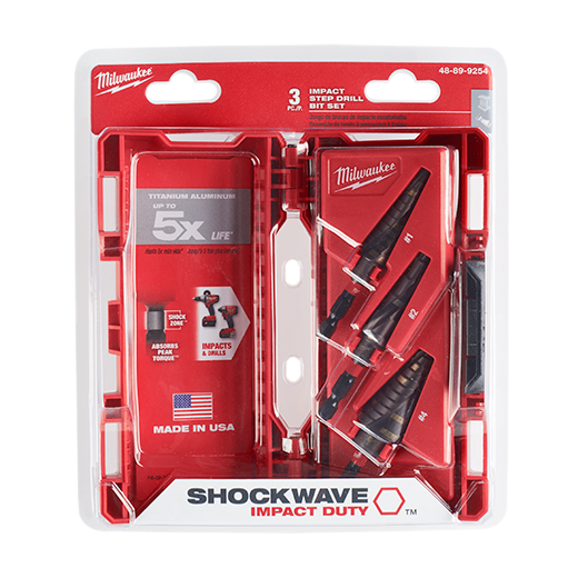 Milwaukee Shockwave Impact Duty Step Bit Set, (#1, #2, #3)