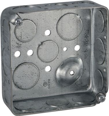 Raco 8192  Steel Square Outlet Box, 4&quot;X1-1/2&quot;, 16-Knockout