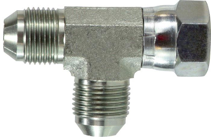 Hydraulic Run Tee Adaptor, 3/8&quot;FJX X 3/8&quot;MJ X 3/8&quot;MJ