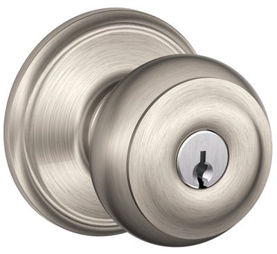 Schlage Georgian Series F51A VGEO619KA4 Entry Knob, Knob Handle, Satin Nicke