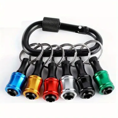 Zonon 1/4 Inch Hex Shank Aluminum Alloy Screwdriver Bits Holder w/Black Carabiner