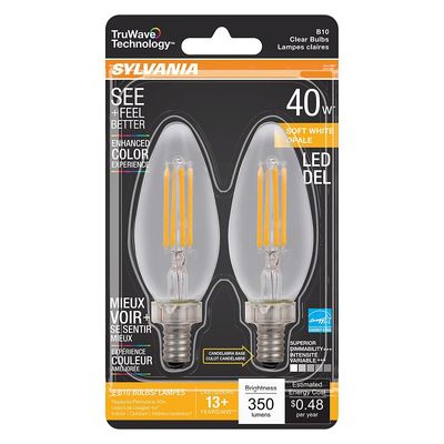Sylvania 40794 Decorative, Blunt Tip Natural LED Bulb, 40W Equiv. 4W  2Pk