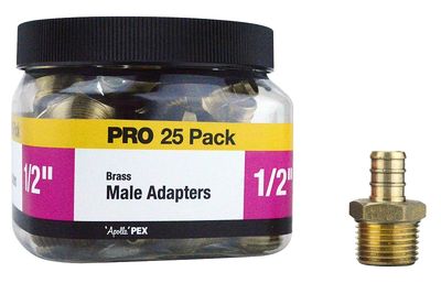 Apollo APXMA1225JR Brass Pex Male Adaptor, 1/2&quot;  25Pk