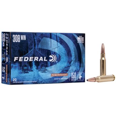 Federal Power-Shok .308Win 150G SP Ammo, 2820FPS,  20Ct