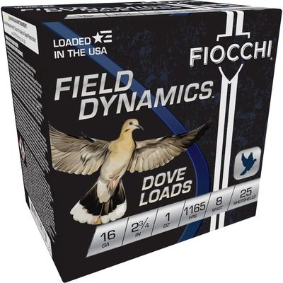 Fiochi Dove &amp; Quail 16Ga 2-3/4&quot;, 8-Shot Ammo, 1165fps 25Ct