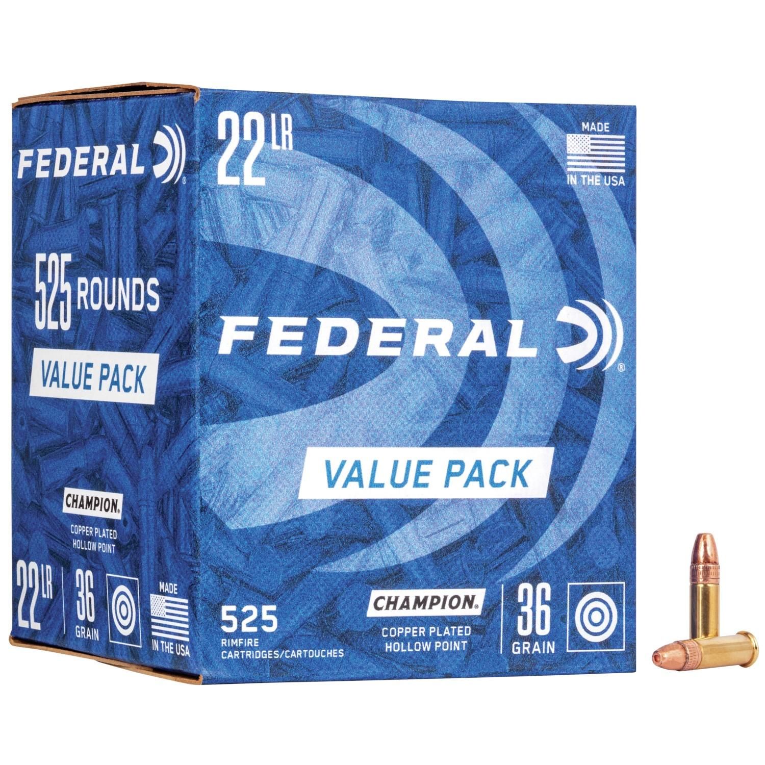 Federal Champion .22 LR 36GR CPHP, 1260FPS  525Ct