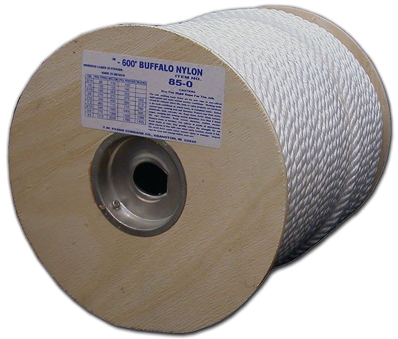 T.W. Evans 85-081 White Nylon Twisted Rope, 3/4&quot;,  958WLL