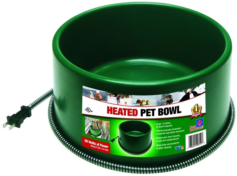Farm Innovators P-60 Heated Pet Bowl, 1.5 gal Volume, Green