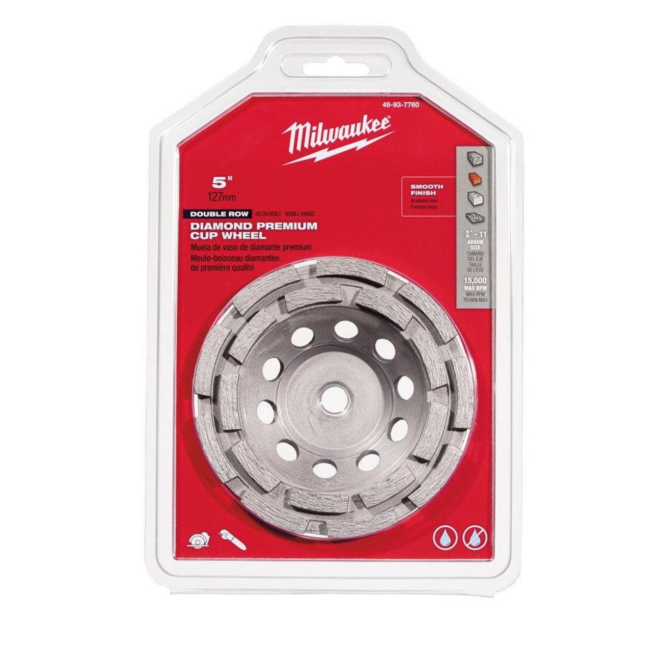 Milwaukee 5&quot; Diamond Max Double Row Diamond Cup Wheel