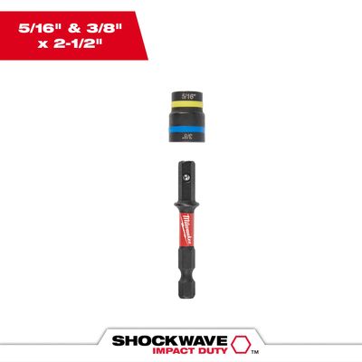 Milwaukee Shockwave Impact Duty Quik-Clear 2-in-1 Magnetic Nut Driver,  5/16&quot; &amp; 3/8&quot;