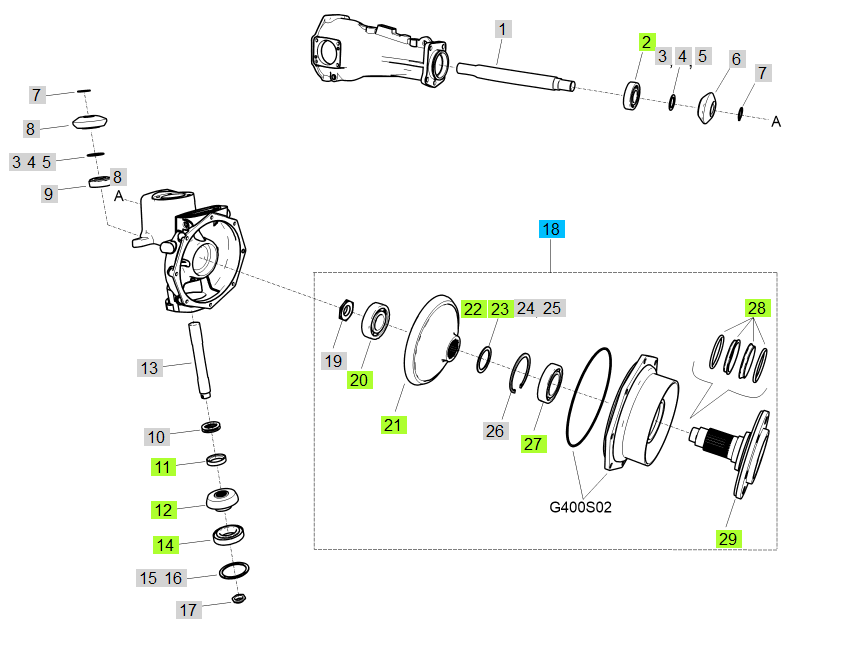 LS Sub Kit-F/Axle SVC-TRG400, fits R40, XR40 &amp; XR41 Series