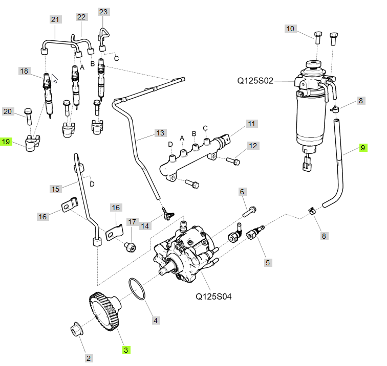 Fuel Rail HP-EGQ125 (No pressure sensor)