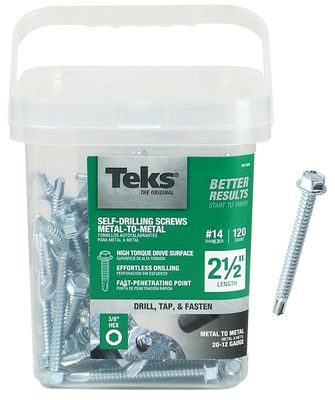 Teks Self-Drilling Screws, #14X2-1/2&quot; 120Pk