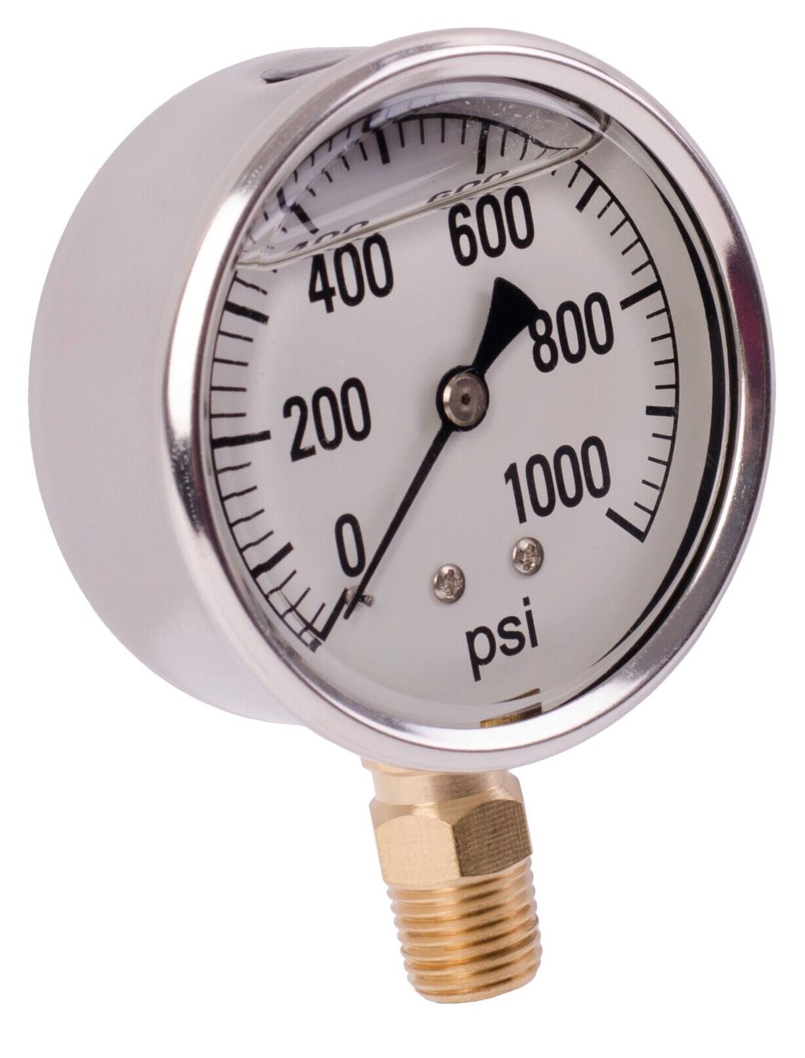 Liquid Filled 2&quot; Bottom Mount Pressure Gauge, 1000PSI