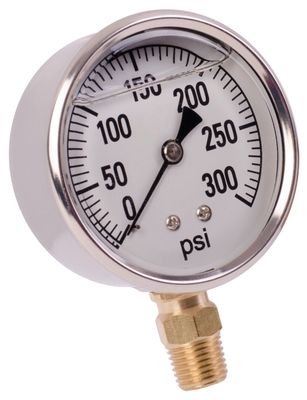 Liquid Filled 2&quot; Bottom Mount Pressure Gauge, 300PSI