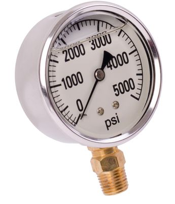 Liquid Filled 2&quot; Bottom Mount Pressure Gauge, 5000PSI