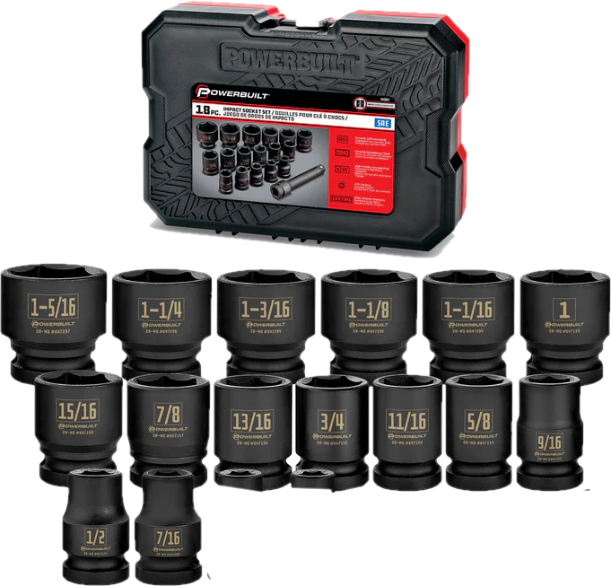 Powerbuilt 14Pc SAE Shallow Impact Socket Set