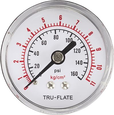 TruFlate 24-801 Back-Mount Air Pressure Gauge, 1-1/2&quot; Dia, 1/8&quot;MPT