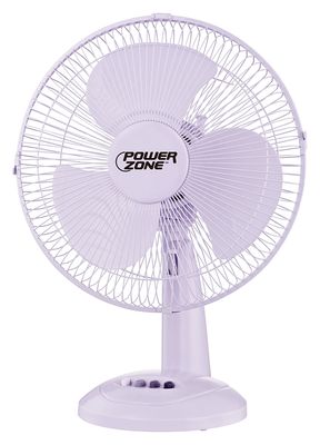 Power Zone FT-30 White 12&quot; 3-Speed Oscillating Table Fan, 882CFM