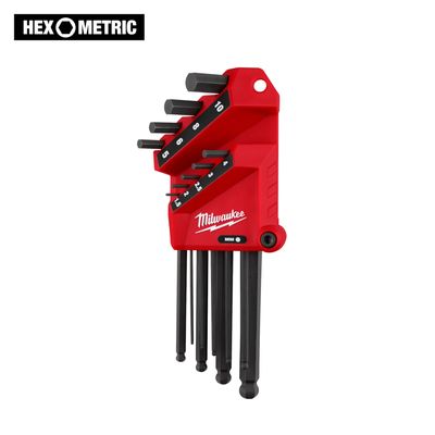 Milwaukee Metric 9Pc Ball End Hex Key Set, 1.5 to 10mm