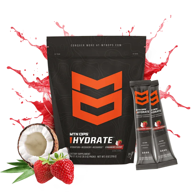 MTN OPS HYDRATE Electrolytes Strawberry Coconut Trail Pack,  20 Servings