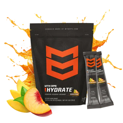 MTN OPS HYDRATE Electrolytes Mango Peach Trail Pack,  20 Servings