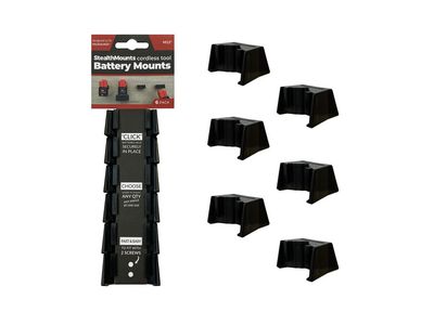 StealthMounts Battery Mounts for Milwaukee M12 Batteries, 6Pk