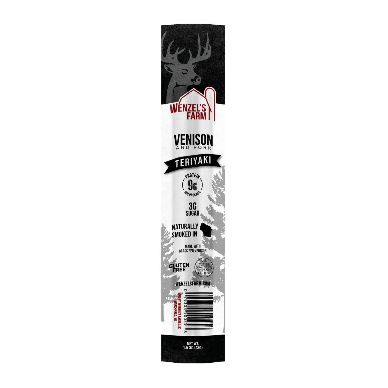 Wenzel's Farm Teriyaki Venison Sticks, 1.5oz