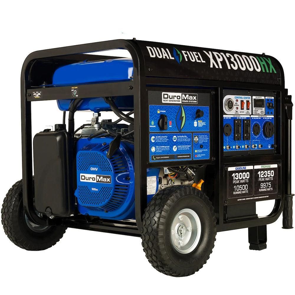Duromax Dual Fuel Premium Generator w/Electric Start, 500cc, 13,000W Max/10,500W Running