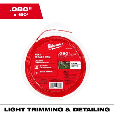 Milwaukee Trimmer Line, .080X150Ft