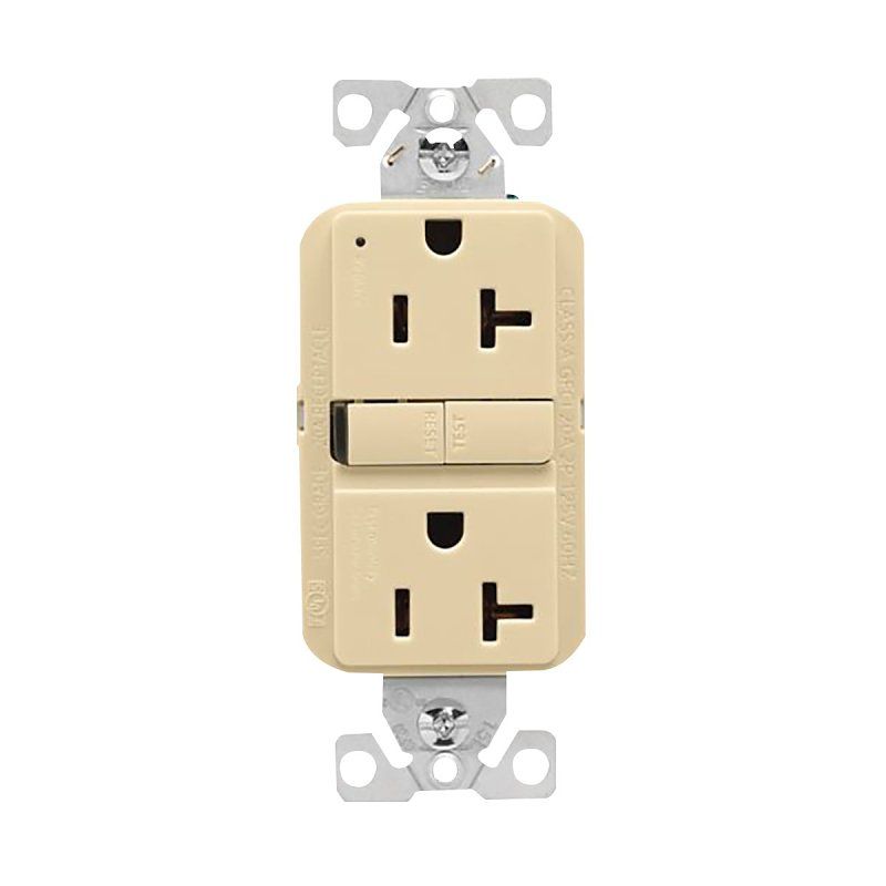 Eaton GF20V-L Ivory GFCI Duplex Receptacle, 20A, 125V