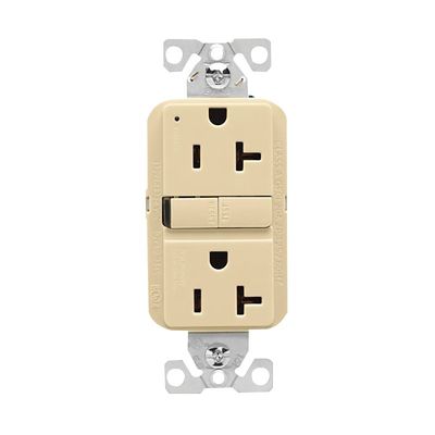 Eaton GF20V-L Ivory GFCI Duplex Receptacle, 20A, 125V