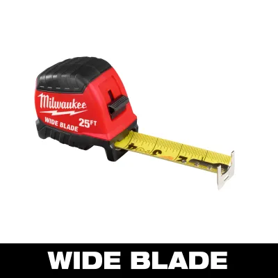 Milwaukee Wide Blade Tape Measure, 25Ft