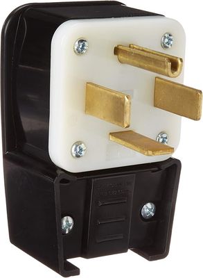 Leviton 9462-P Angled, 60 Amp, 125/250V, 4-Wire Straight Blade Industrial Plug