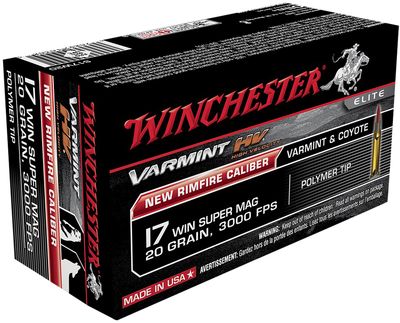 Winchester S17W20 Varmint HV .17WSM, 20Gr. VMAX Ammo, 50ct  3000FPS