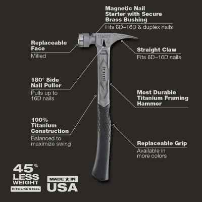 Stiletto TIB14RMC Titanium Hammer, 14oz Milled/Curved