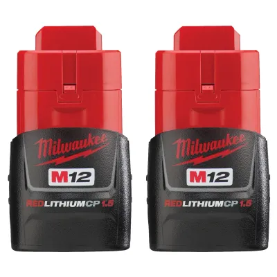 Milwaukee M12 1.5AH Batteries, 2Pk