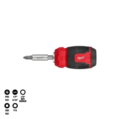 Milwaukee 8-in-1 Compact Multi-Bit Driver, Hex, Torx, Slotted, Square, Phillips &amp; Nut Driver