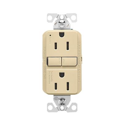 Eaton GF15V Ivory Duplex GFCI Receptacle, 15A 125V