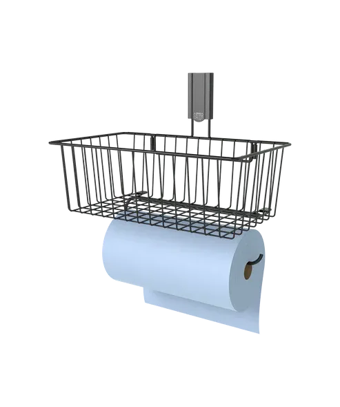 Gator Magnetics Black 14&quot; Utility Basket with Towel Holder Bar, 35Lbs Capacity