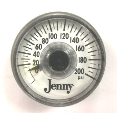 Jenny Back-Mount Air Pressure Gauge, 1-1/2&quot; Dia., 0-200Psi, 1/4&quot;MP