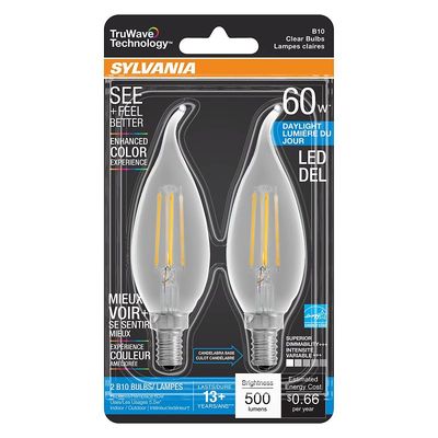 Sylvania 40759 Decorative Clear Candelabra Bulbs, 60W Equiv.  2pk