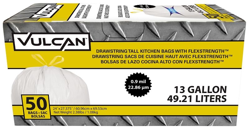 Vulcan FG-O3812-04 Draw String Kitchen Bag, 13-Gal  50Pk