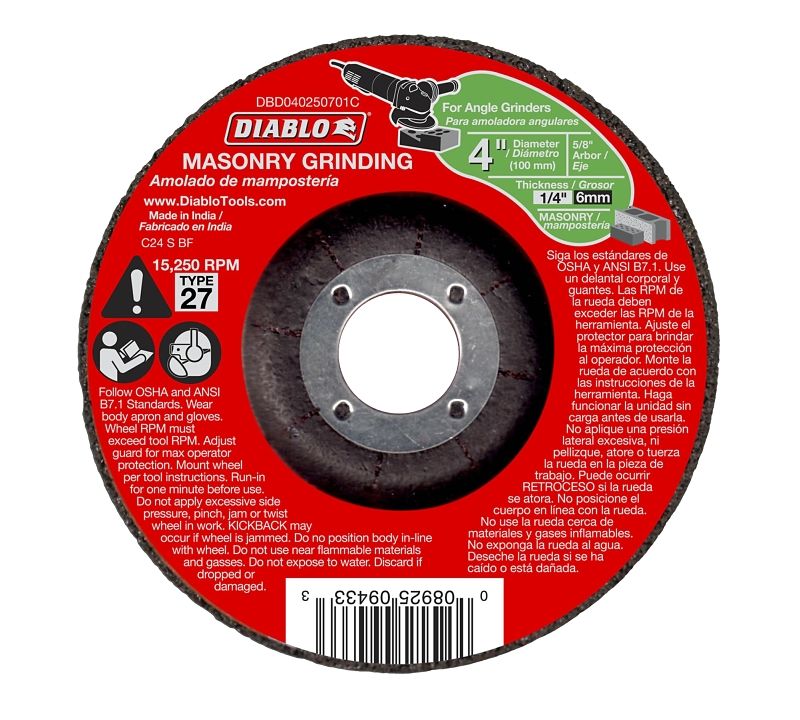 Diablo DBD040250701C Masonry Grinding Disc, 4&quot; X 1/4&quot;