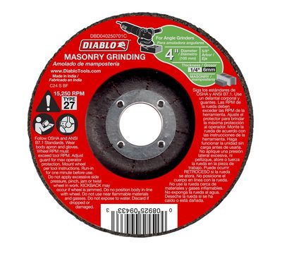 Diablo DBD040250701C Masonry Grinding Disc, 4&quot; X 1/4&quot;