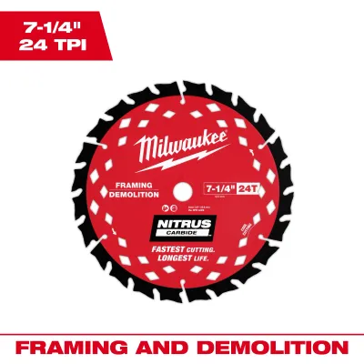 Milwaukee Nitrus™ 7-1/4&quot; 24T Framing &amp; Demolition Circular Saw Blade