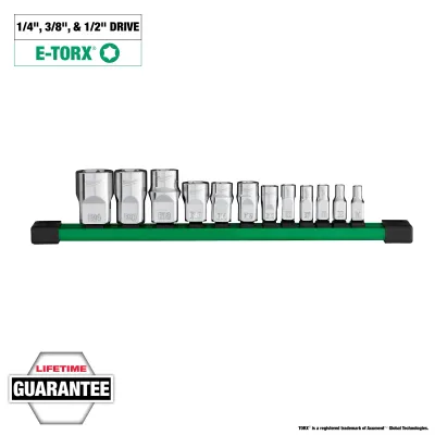 Milwaukee 1/4&quot;, 3/8&quot;, 1/2&quot; Drive FourFlat™ 12Pc External Torx Socket Set, E4-E24