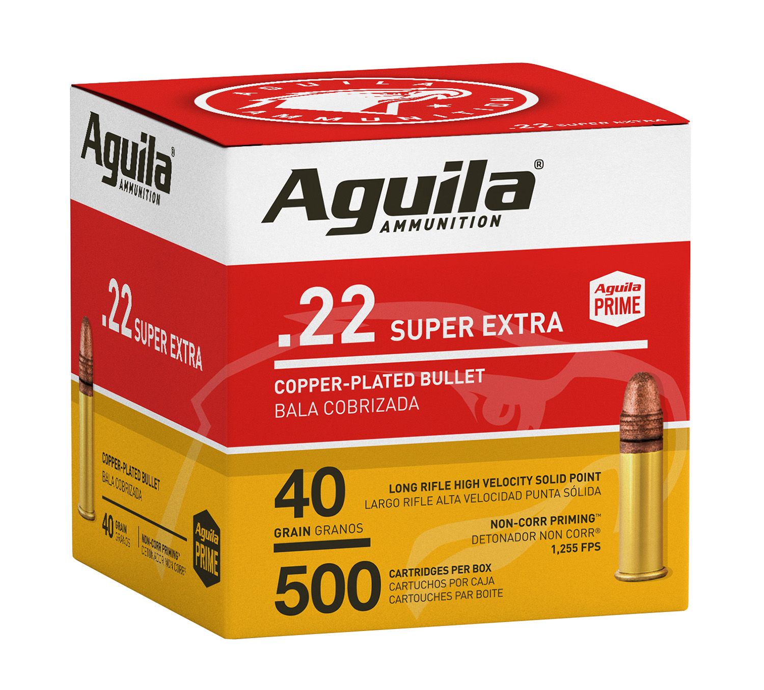 Aguila 1B221115  .22 Super Extra LR 40G Ammo, 1255fps 500Ct