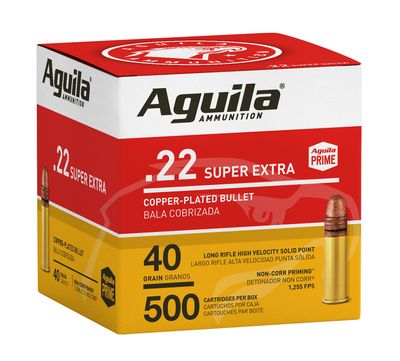 Aguila 1B221115  .22 Super Extra LR 40G Ammo, 1255fps 500Ct