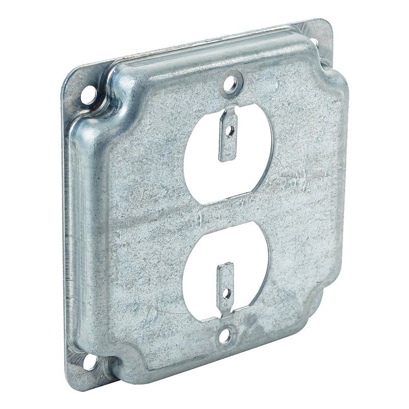 Southwire G1938-UPC Exposed Work 4-3/16&quot; Square Steel Duplex Receptacle Box Cover